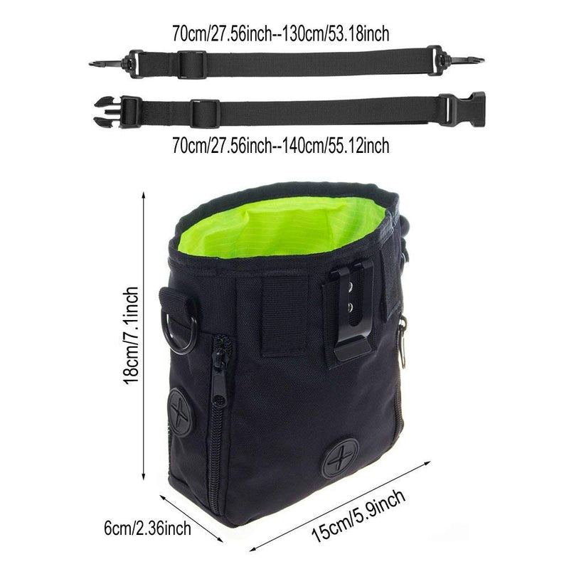 [Australia] - HANWELL Dog Treat Pouch with 2 Poop Bags Dispenser, Hand-Free Pet Training Pocket with Adjustable Waist Belt and Shoulder Strap for Running Carry Food and Toys Black 