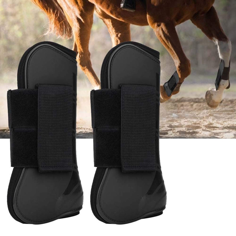 ViaGasaFamido Horse Support Boots, 1 Pair of Horse Breathable Wrap Jumping Leg Boot Protection Support Wrap Equestrian PU Secure Leg Protection Horse Tendon (Black) Black - PawsPlanet Australia