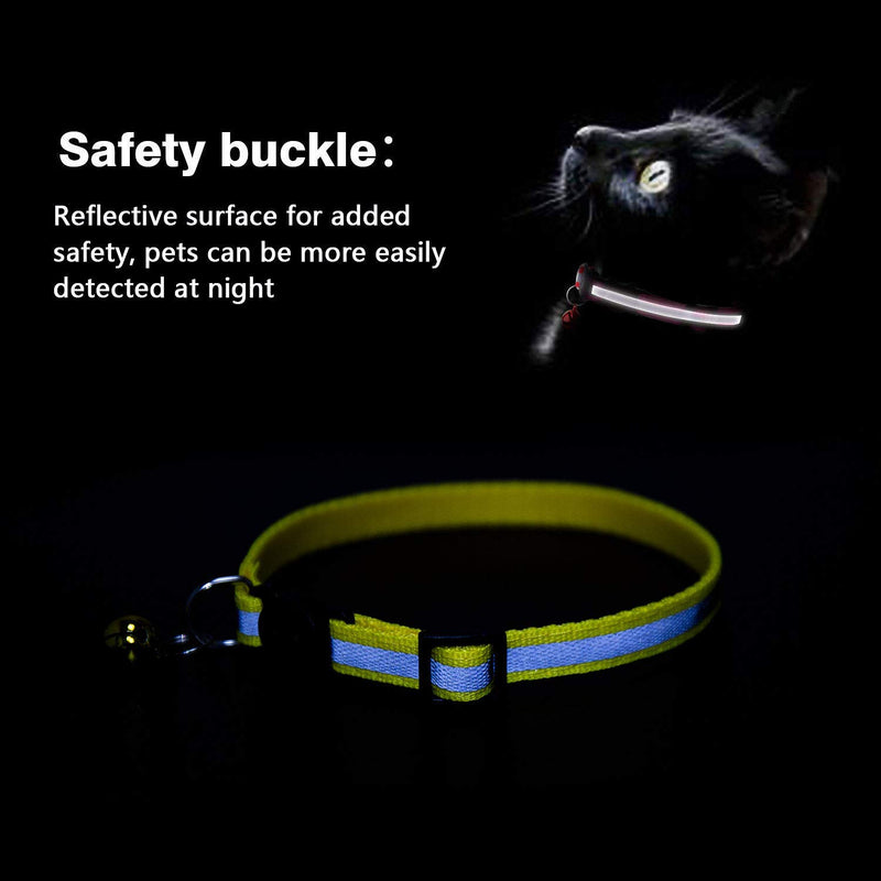BETOY 8 pcs Cat Collar and Bell With Safety Quick Release Break Away Buckle, Suitable and Adjustable To Fit All Domestic Cats And Larger Kittens,Reflective Design Pet Collars - PawsPlanet Australia