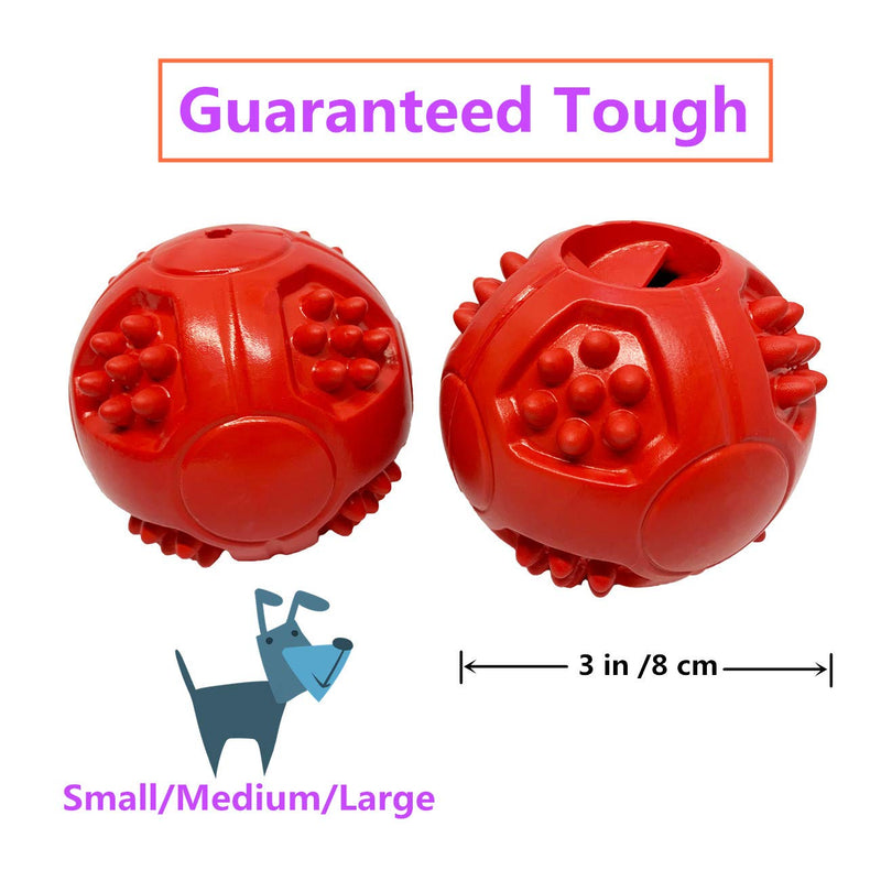 PETOYO Dog Food Balls Toy IQ Ball Food Dispensing IQ Training for Medium Large Dog Steak Aroma Soft Thick Rubber Interactive Rubber Ball -Set of 2 (red) … - PawsPlanet Australia