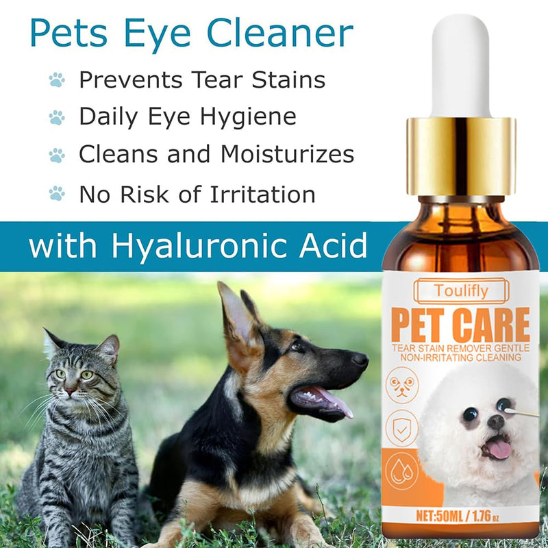 Toulifly eye drops for dogs, gentle eye care for dogs, care product for eyes, eye drops for dogs & cats, eye care for irritated against tear stains, irritated & itchy eyes (50ml) 50 ml - PawsPlanet Australia