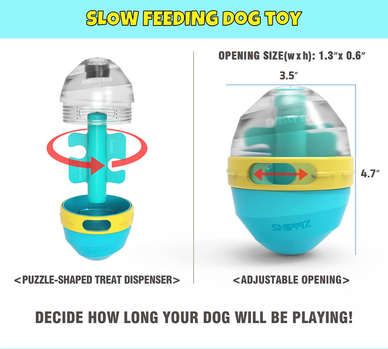 SNIFFIZ Smelly Egg Interactive Treat Dispensing Squeaky Puzzle Ball / Enrichment Toy for Dog - Mind Stimulating Food Game / Slow Feeder - from Small Puppies to Large Dogs - PawsPlanet Australia