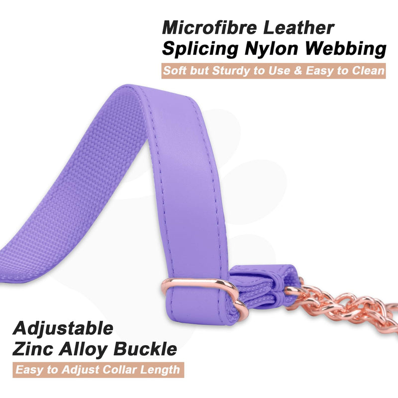 Soft Leather Martingale Collar for Dogs, Rose Gold Chain Limited Slip Collars with Quick Release Buckle, Stylish Adjustable Nylon No Pull Training Collar for Small Medium Large Dogs Purple Medium Medium (Neck 14"-17", Width 4/5") - PawsPlanet Australia