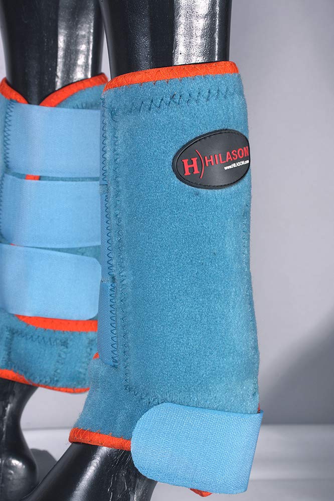 [Australia] - HILASON L M S Horse Front Leg Ultimate Sports Boots Pair Turquoise Orange Medium 