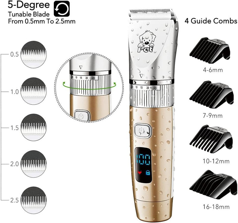 Hatteker Clipper Trimmer Dog Hair Clipper Cat Pet Long Hair Professional Dog Clipper Animal Hair Trimmer Battery Electric Wireless Low Noise Rechargeable - PawsPlanet Australia