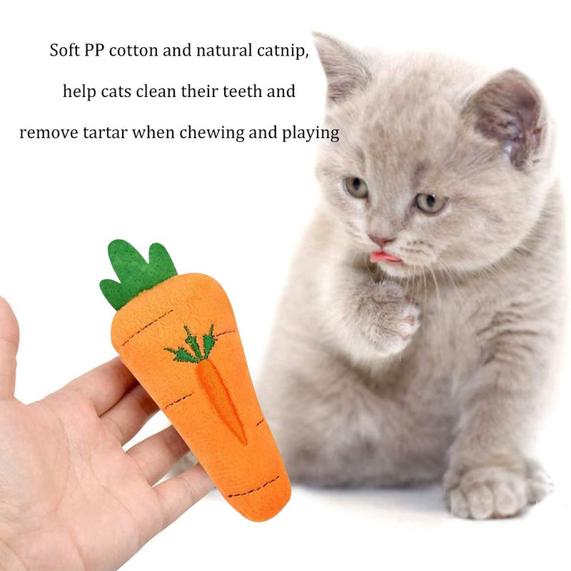 5 Pcs Catnip Toys for Cats, Interactive Cat Catnip Toys Soft Plush Cat Pillow Cute Shape Pet Play Toy for Cat Kitten Teeth Cleaning Playing Chewing,Strawberry/Frog/Rabbit/Pineapple/Carrot - PawsPlanet Australia