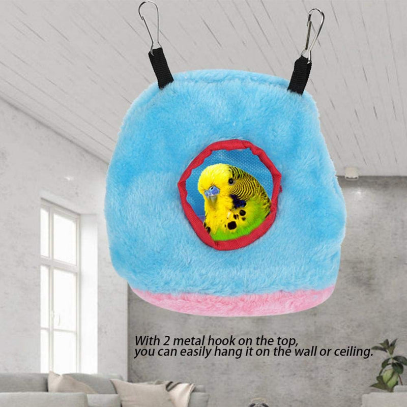 Pssopp Winter Warm Bird Nest House,Parrot Nest Windproof Warm Plush Hammock Hanging Swing Bed Cave for Pet BirdParakeet Cockatiels Cockatoo Lovebird(Blue M) Blue M - PawsPlanet Australia