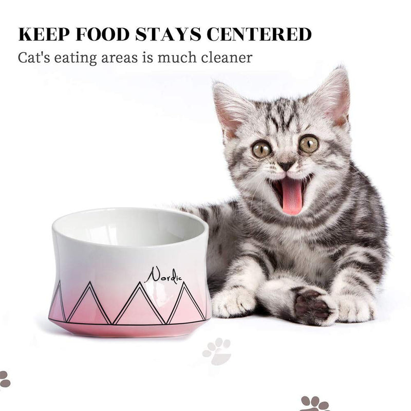 HCHLQLZ Pink Ceramic Tilted Elevated Cat Dog Bowl Raised Cat Food Water Bowl Dish Stress Free, Backflow Prevention, Made to FDA/EC&ECC European Standard（300ML） - PawsPlanet Australia