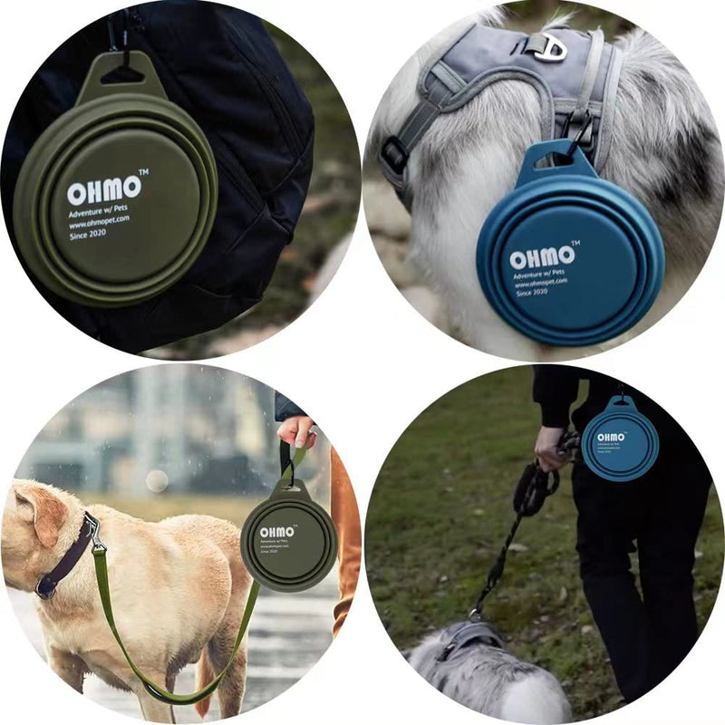 OHMO Collapsible Large Dog Bowl, 900ml, Portable Pet Feeding Bowl with Carabiner for Medium to Large Pets, Sturdy, Lightweight, Unique Designed, Great for Indoor Outdoor Travel (Camouflage Green) Camouflage Green - PawsPlanet Australia