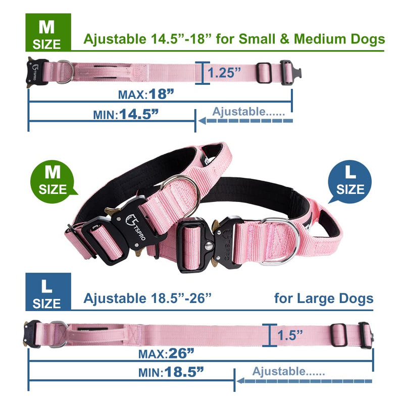 TSPRO Premium Dog Collar with Handle Thick Adjustable Dog Collar Heavy Duty Quick Release Metal Buckle Dog Collar for Small or Medium to Extra Large Dogs(Blue-M) Handle Version-Size M-(Adjustable37-46cm) Blue - PawsPlanet Australia