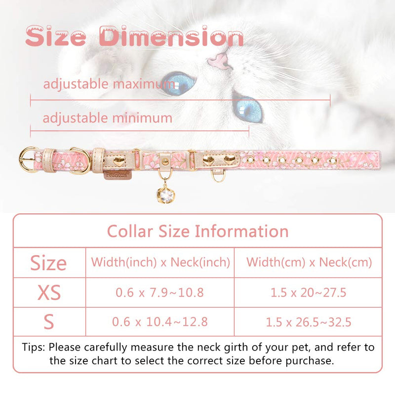 PetsHome Dog Collar, Cat Collar, [Cute Bowtie] Floral Print Patterned Soft Adjustable 7.9-10.8"(20-27.5cm) Dog Collar with Pendant XSmall Pink XS F-Pink - PawsPlanet Australia