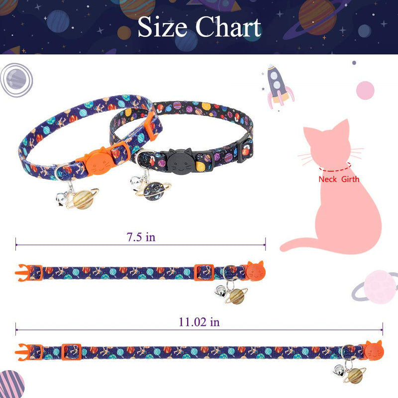 [Australia] - EXPAWLORER Cat Collar 2 Pack Adjustable Pet Collar with Bell Stylish Stars Pattern Design Dog Collar Durable Breakaway Cat Collar 