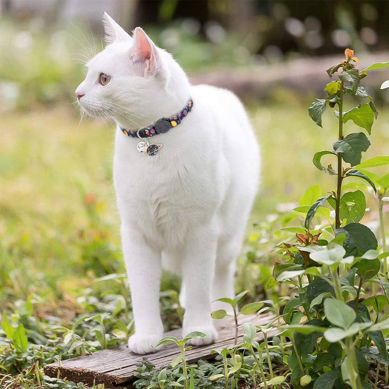 [Australia] - EXPAWLORER Cat Collar 2 Pack Adjustable Pet Collar with Bell Stylish Stars Pattern Design Dog Collar Durable Breakaway Cat Collar 