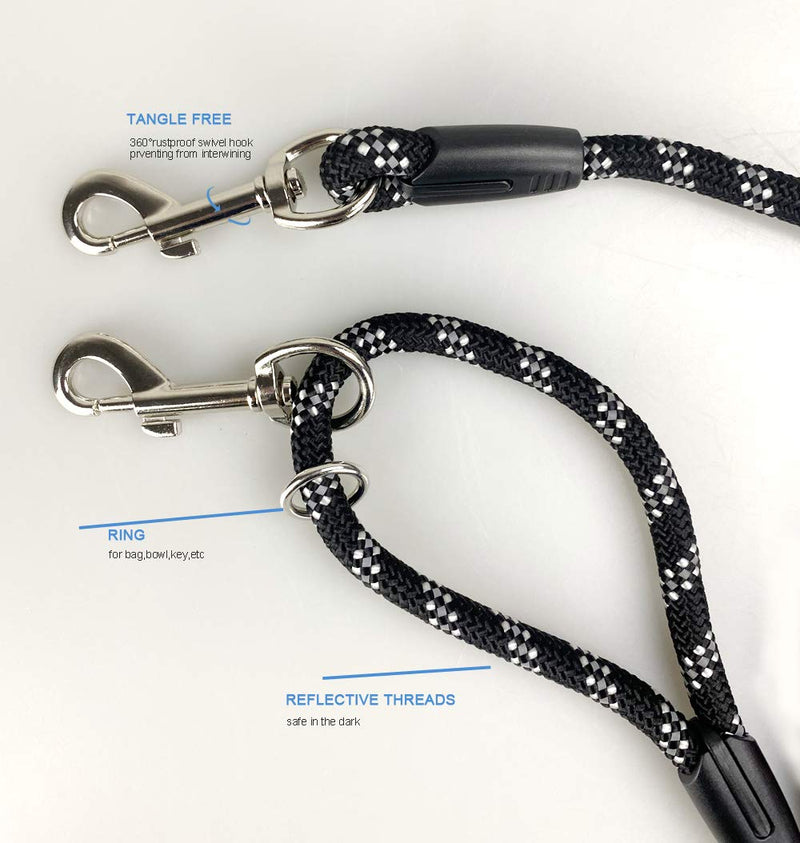Codepets Long Rope Dog Leash for Dog Training 12FT 20FT 30FT 50FT, Reflective Threads Dog Cat Leashes Tie-Out Check Cord Recall Training Agility Lead for Large Medium Small Dogs (Black, 10mm20ft) 10mm*20ft Black - PawsPlanet Australia