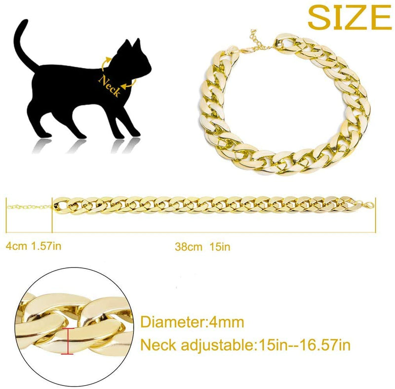 Legendog Glasses for Cats, 2pcs Cat Glasses Cat Gold Chain and Cat Sunglasses, Fashion Cool Pet Sunglasses Adjustable Pet Gold Chain Set for Cats and Small Dogs - PawsPlanet Australia