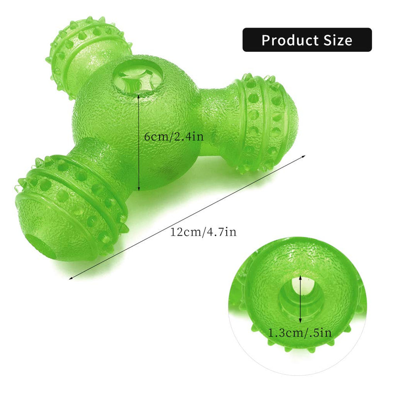 WishLotus Interactive Dog Toys, IQ Treat Dog Food Dispenser Three-Hole Rubber Dog Chew Toy Durable Bite Resistant Dog Treat Ball and Tooth Cleaning Pet Toys for Small and Medium Dogs (Green) Green - PawsPlanet Australia