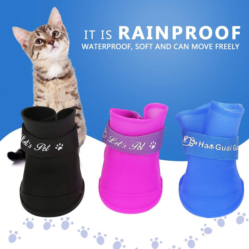 Fdit 4Pcs Pet Dog Rain Shoes Silicone Waterproof Anti-slip Protective Rain Shoes for Dog Small Animal (M/Purple) - PawsPlanet Australia