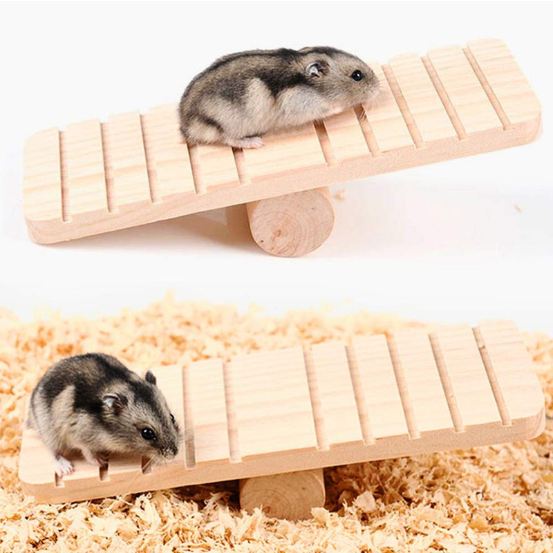 Jixista Hamster Seesaw Hamster Toys Wooden Seesaw Fun Play Toy Small Pet Natural Wooden Seesaw Bridge Exercise Small Animal Cage Hamster Toys Exercise Play Toys Chew Toys Accessories - PawsPlanet Australia