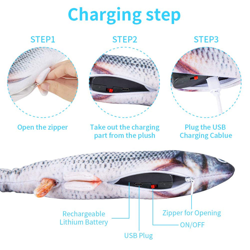 [New Upgrade] Moving Cat Kicker Fish Toy,11” USB Flopping Fish Cat Toy, Colorful Lights + Music,Plush Interactive Cat Toys,Wiggle Fish Toys,Simulation Electric Fish,Crucian Carp New Upgrade Crucian Carp - PawsPlanet Australia