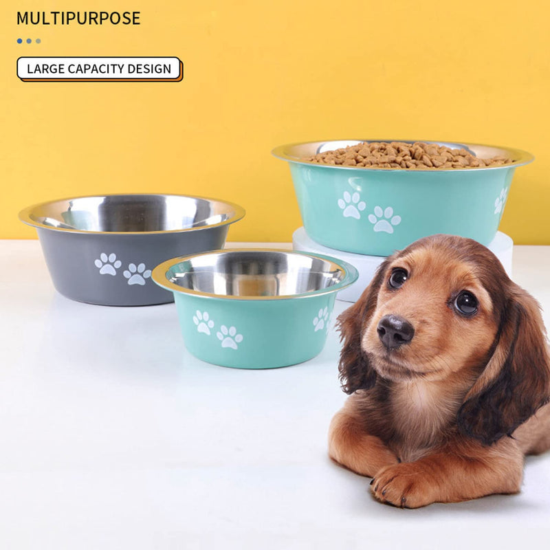 YUDANSI Dog Bowls 2 Pack Small Medium Large Dogs Feeding Bowls Water Bowls with Non-Slip Silicone Sole, Stainless Steel Dog Bowl Elevated Raised Pet Feeder 3 Cups/29 OZ - PawsPlanet Australia