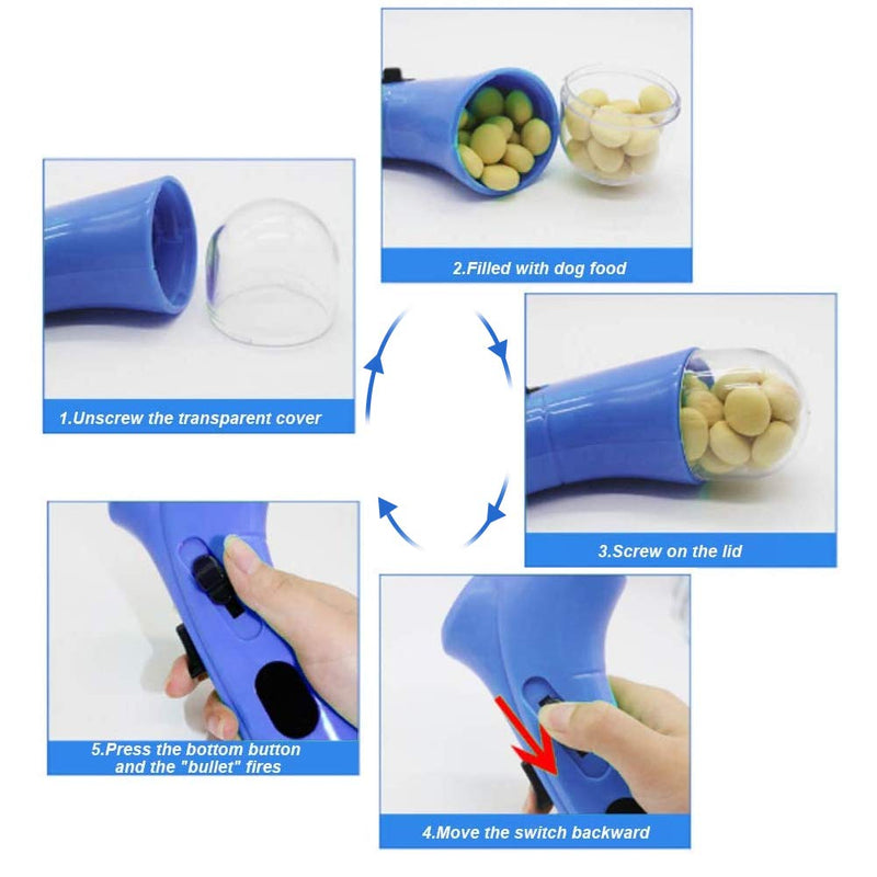 Pssopp Pet Treat Launcher Shooter Dog Food Catapult Puppy Snack Feeder Dispenser Pet Training Toys Interactive Toys for for Exercise and Training(Blue) Blue - PawsPlanet Australia