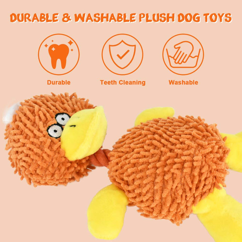 RIO Direct Squeaky Dog Toys, 2 Pack Durable Dog Plush Toys Chew Toys Dog Interactive Companion, Funny Animals Shapes Training Toy for Puppy Small Medium Dogs (Frog & Yellow Duck) - PawsPlanet Australia