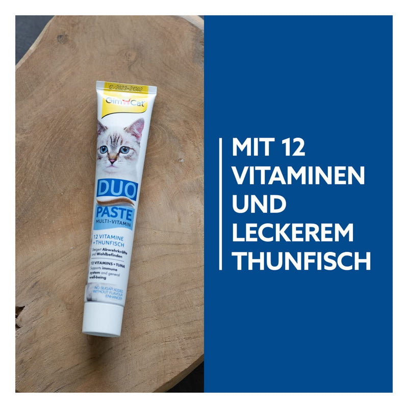 GimCat Duo Paste Multi-Vitamin and Tuna - Valuable vitamins increase immunity and well-being - 1 tube (1 x 50 g) 12 vitamins and tuna - PawsPlanet Australia