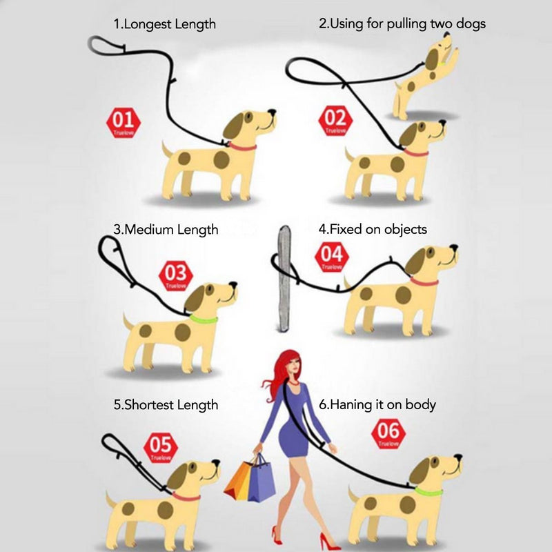 [Australia] - Hands Free Dog Leash, JKC Multi-Functional Dog Training Leads, 9.8ft Strong and Durable Nylon Double Leash for Medium & Large Dogs 