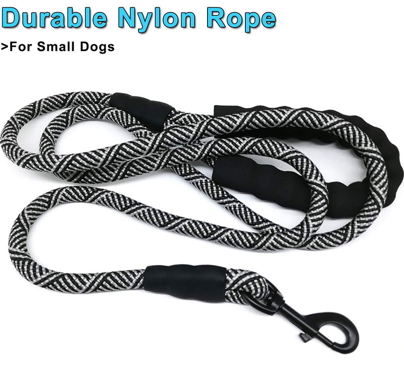 YUCFOREN 2-Pack Small Dog Leash 6Ft x 1/3" Rope Leash for Little Pets/Puppies/Small Animals/Extra Small Dogs, Strong Nylon Walking Leash with Padded Handle Training Lead 6’ x 1/3" Black+black - PawsPlanet Australia