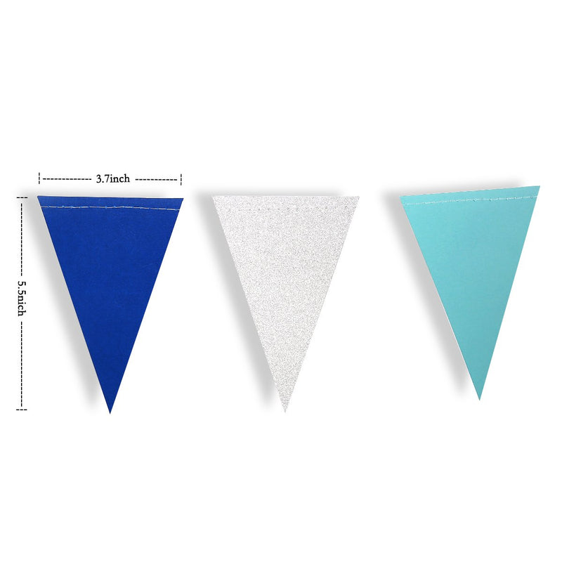 30 Ft Navy Blue Silver Party Banner Royal Blue Hanging Paper Triangle Flag Garland Bunting Pennant for Birthday Bridal Baby Shower Wedding Ahoy Achor Nautical Pirate Theme Party Decorations Supplies - PawsPlanet Australia