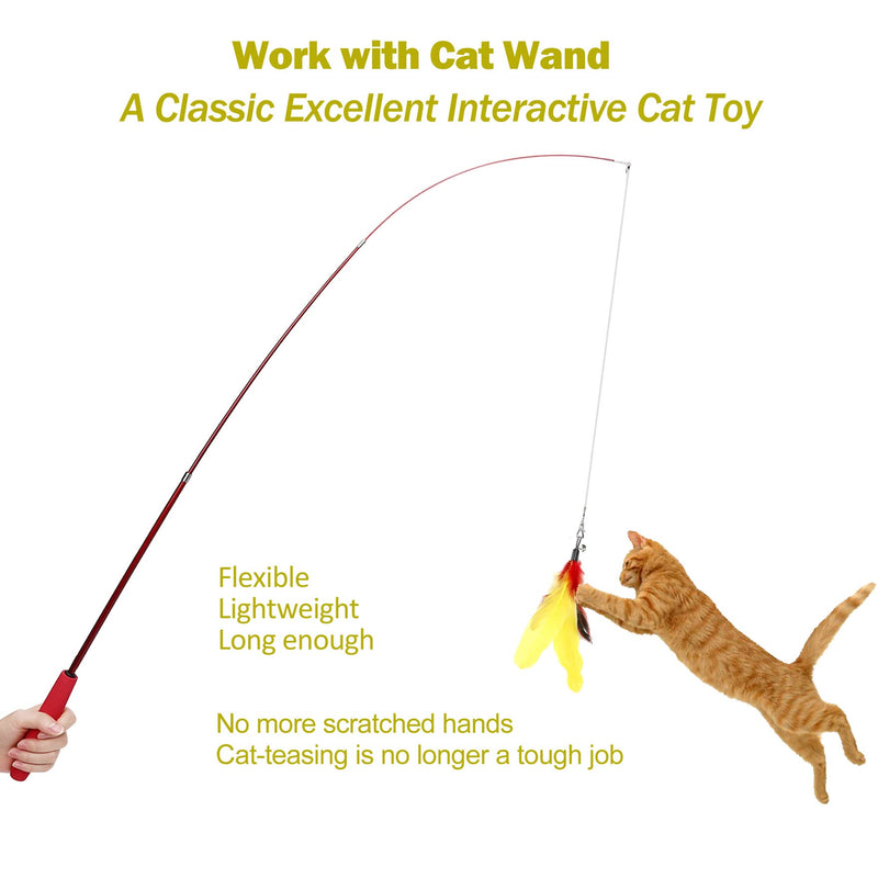 MeoHui Cat Wand Toys Refills, Cat Feather Toys Accessories, 10PCS Squiggly Worms Replacements and 1PC Replacement String for Cat Fishing Pole, Assorted Teaser Refills with Bell for Indoor Cats Kitten Feather Refills - PawsPlanet Australia