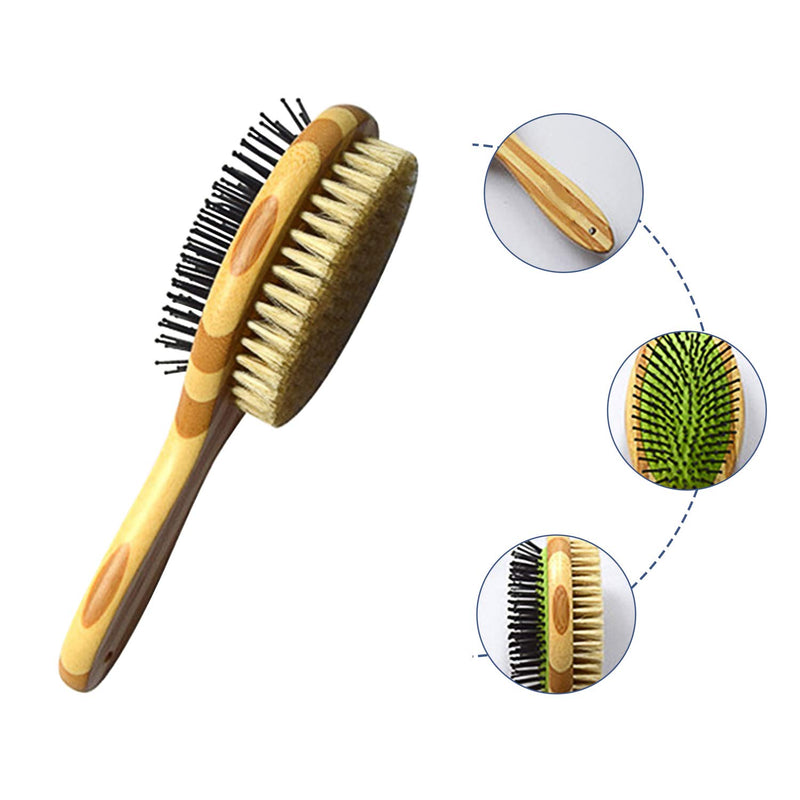 LSLEE Double-sided Pet Comb Brush, Pet Comb Multi-function Wooden Handle Hair Removal Brush，Airbag Comb Pet Hair Cleaning Brush，Dogs Hair Clean Brush，Cat And Dog Grooming Comb Pet Brush - PawsPlanet Australia