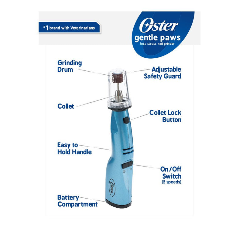 [Australia] - Oster Gentle Paws Less Stress Dog and Cat Nail Grinder, 2 Speed (078129-600-000) 