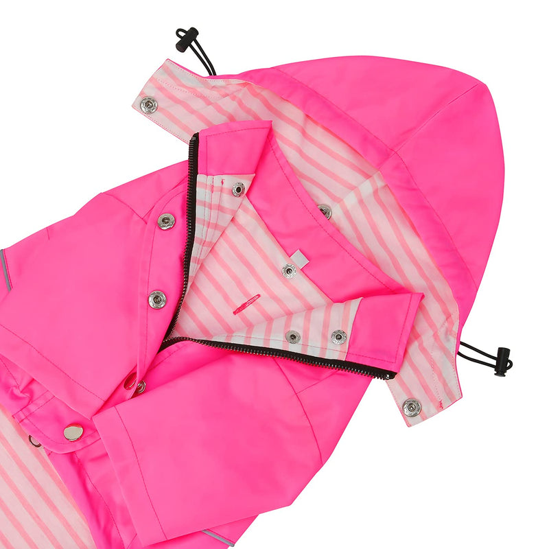 HDE Dog Raincoat Double Layer Zip Rain Jacket with Hood for Small to Large Dogs Pink - PawsPlanet Australia