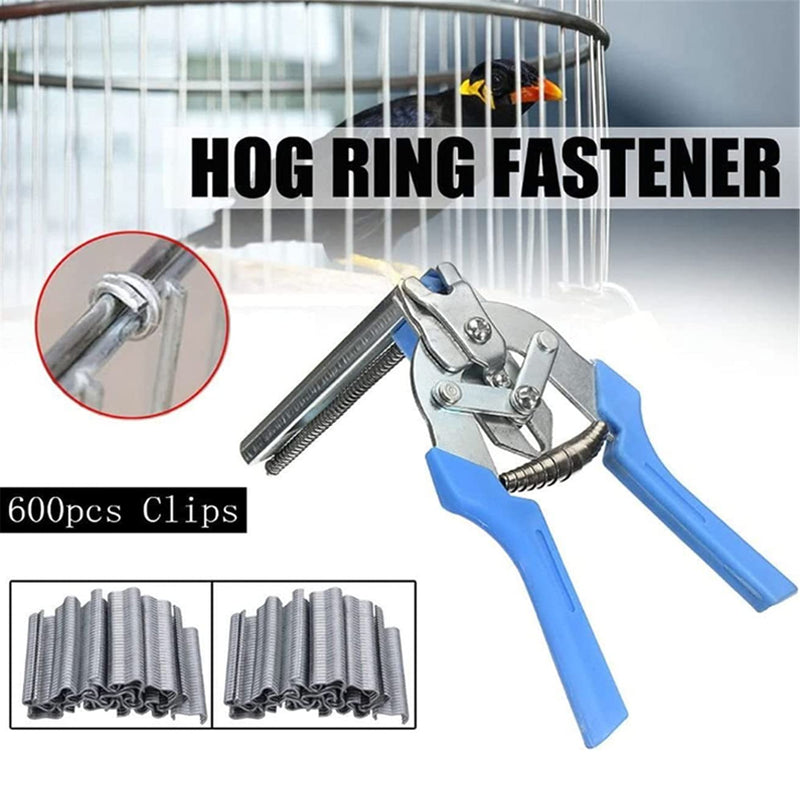 Type M Nail Ring Pliers - Hog Ring Chicken Duck Goose Dog Cat Rabbit Kit Clamp with Nail Groove for Animal Cages/Wire Fencing, Repair Hand Tools with 600 Pcs Galvanized Steel Rings - PawsPlanet Australia