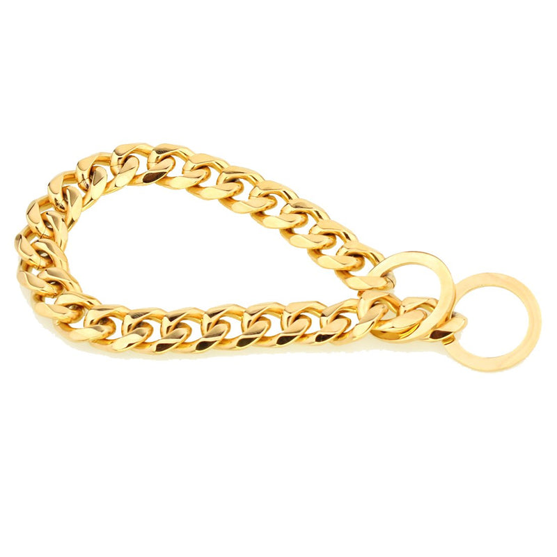 [Australia] - GZMZC 12/15/19mm Strong Gold Plated Stainless Steel Choker Dog Pet Chain Collars Necklace 12-36inch 12mm width 12" recommend dog's neck:8" 