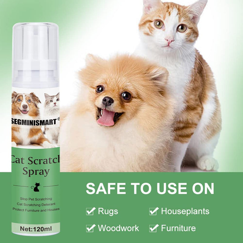 SEGMINISMART Cat Scratch Deterrent Spray, Anti Cat Scratching Spray, Cat Scratching Training Spray, Anti Scratch Cat Repellent Spray, Furniture Protection 120 ml (Pack of 1) Green - PawsPlanet Australia