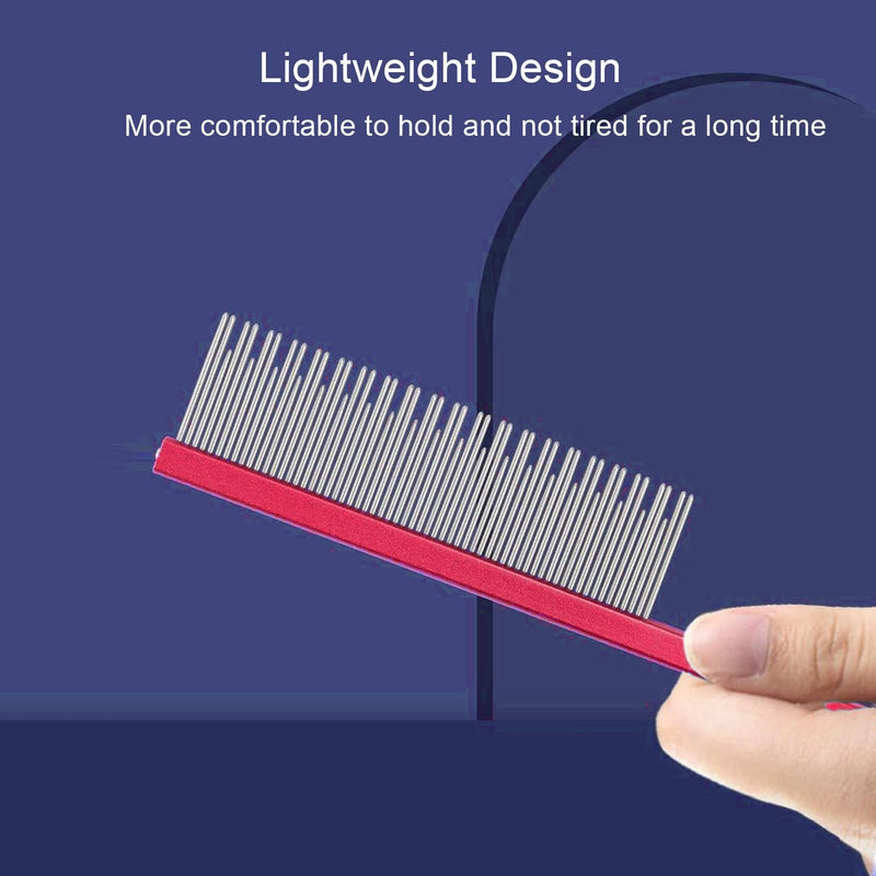 01 02 015 Pet hair comb, gentle static free, comfortable handle, effective dog comb with long and short stainless steel teeth for long-haired, short-haired dogs and cats, red - PawsPlanet Australia