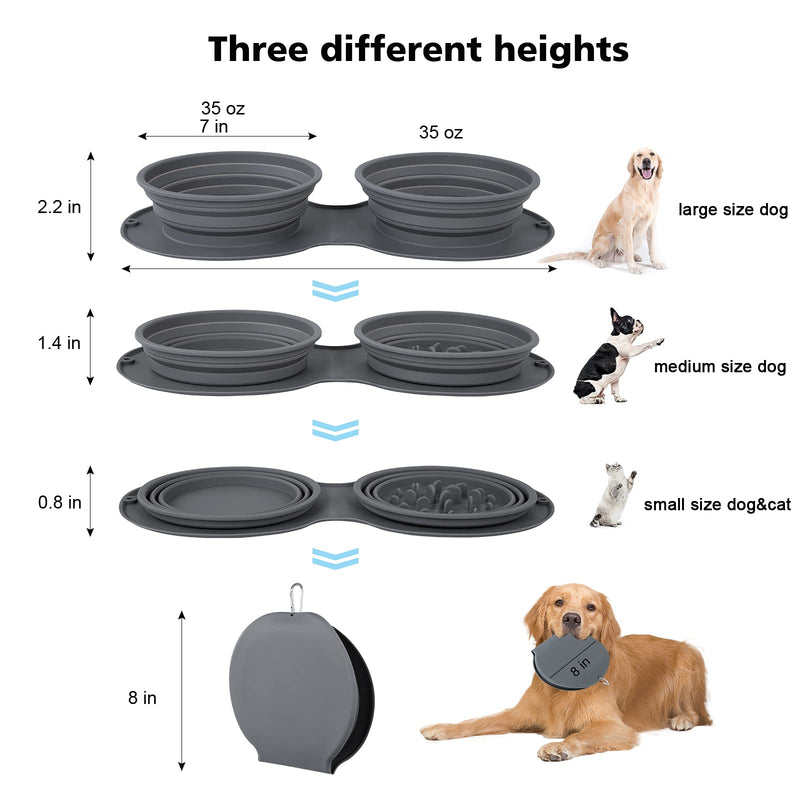 Portable Dog Travel Bowl with Measuring Cup and Spoon Set,Collapsible Dog Bowls for Food and Water Feeding,Dog Slow Feeder Bowl for Small,Medium,Large Size Dogs and Cats,Silicone Pet Travel Bowl - PawsPlanet Australia