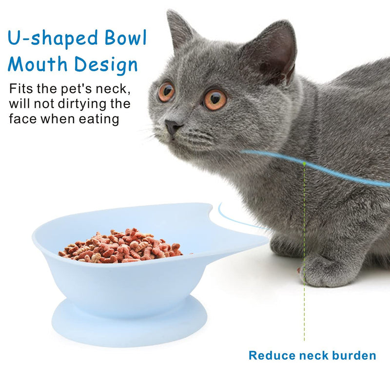 Idepet Silicone Cat Food Bowls,Elevated Pet Feeder Bowls with Suction,Cat Dish,Kitten Feeding Water Bowls for Cats and Small Dogs,Raised Cat Bowl for Neck Protection Blue - PawsPlanet Australia
