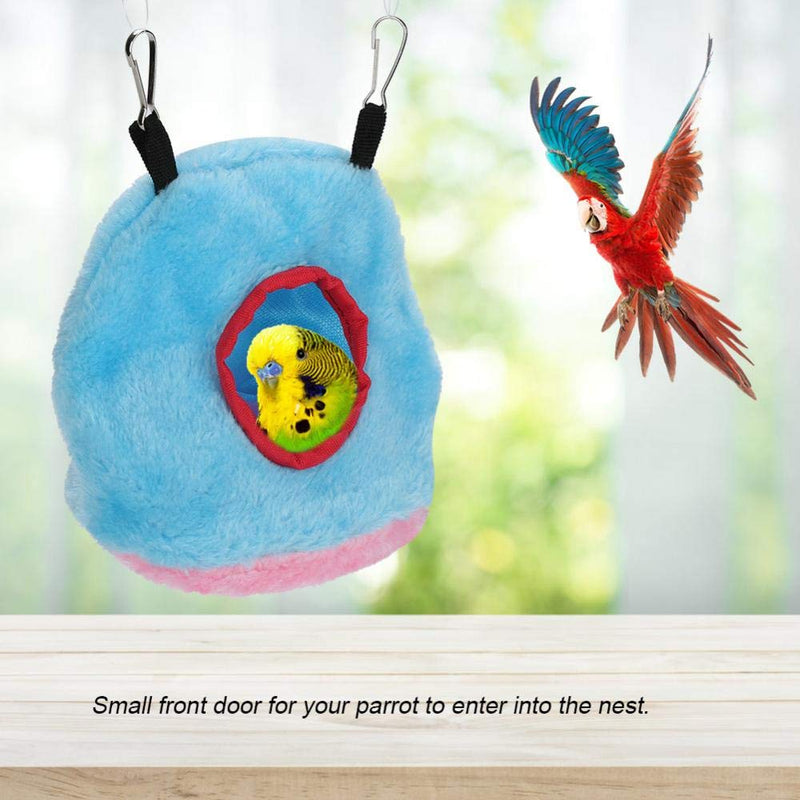 Pssopp Winter Warm Bird Nest House,Parrot Nest Windproof Warm Plush Hammock Hanging Swing Bed Cave for Pet BirdParakeet Cockatiels Cockatoo Lovebird(Blue M) Blue M - PawsPlanet Australia