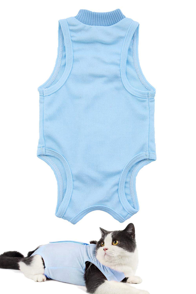AEITPET Recovery Suit Cat, Pets Protective Clothing Recovery Suit Vest, Prevent Licking After Surgery Wear Weaning and Keep Warm Recovery Cloth Suit for Cats Dogs (M, Blue) M - PawsPlanet Australia