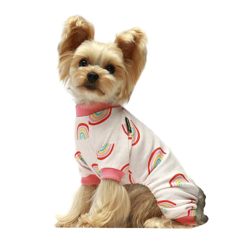 Fitwarm 100% Cotton Rainbow Pet Clothes for Dog Pajamas Onesies Jumpsuit Puppy Cat PJS L Pink - PawsPlanet Australia