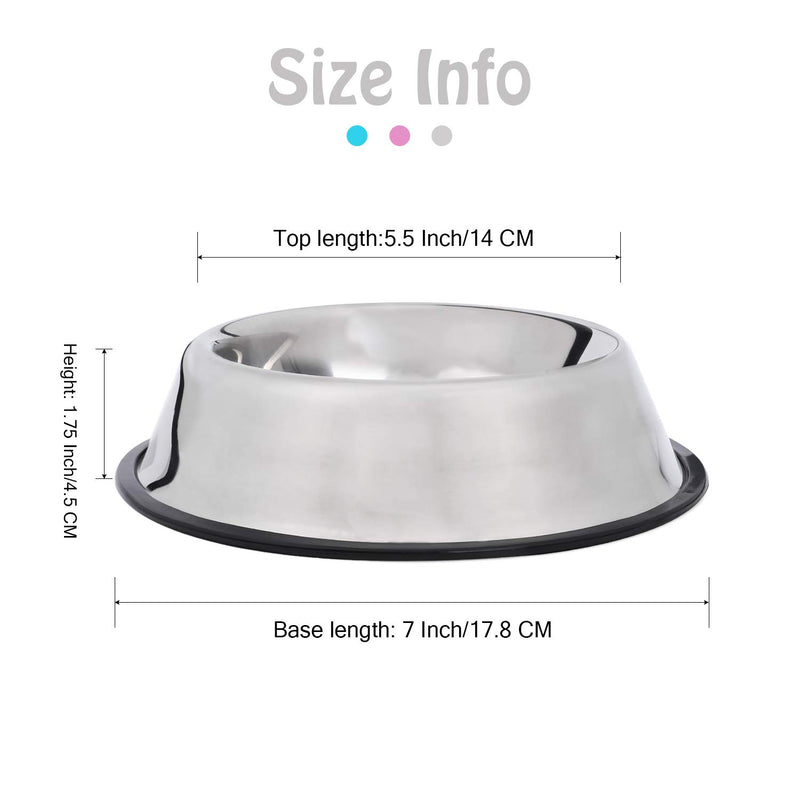 Whippy Stainless Steel Dog Bowl for Small,Medium and Large Pets Set of 2 A-Silver - PawsPlanet Australia