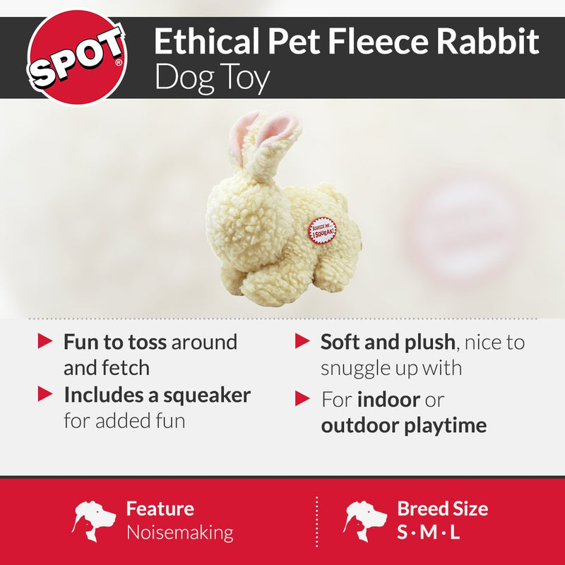 [Australia] - SPOT Vermont Style Fleece Toy | Plush Squeaky Toy | Dog Stuffed Animals | Toys For All Dogs | Interactive Dog Toy |  By Ethical Pet Rabbit 9 inch 