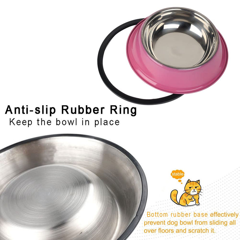 Stainless Steel Cat Bowl, 3 Pack Metal Cat Food Water Bowls, Non-Slip Pet Feeding Bowl with Rubber Base for Indoor Cats Small Medium Large Dogs (XS-15cm) XS-15cm - PawsPlanet Australia