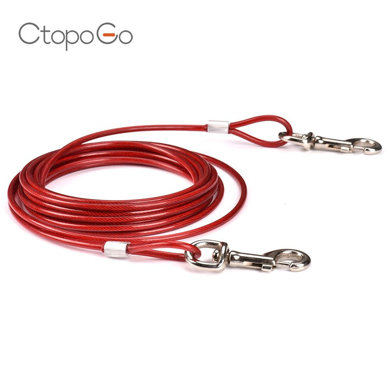 CtopoGo 10ft /16ft /33ft - Dog Tie Out Cables, Pet Tie-Out Leashes, Tie-Out Cable Heavy Duty Dogs Chain Leashes for Dogs up to 125 lbs, Pet Leads for Small/Medium Size (3m, Red) 3m - PawsPlanet Australia