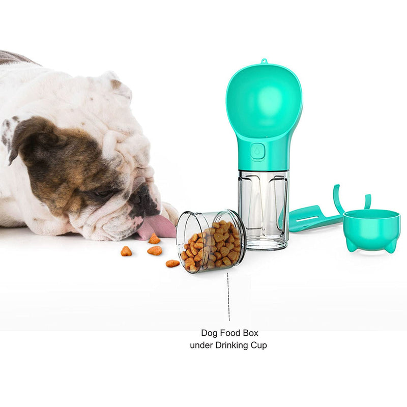 Muchpets Dog Water Bottle, Portable Dog Water Bottle Dispenser, 4 in 1 Leak Proof Dog Travel Water Bottle with Food Container, Shovel and Garbage Bag for Walking for Dogs Cats Rabbits Blue - PawsPlanet Australia