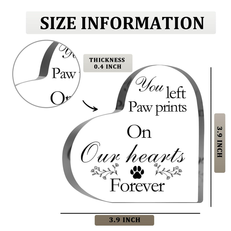 Pet Memorial Gift - Heart Acrylic Decor Sign Sympathy for Pet Loss Remembrance Gifts Cat Dog Memorial Bereavement Condolence Gifts Loss of Pet Keepsake - PawsPlanet Australia