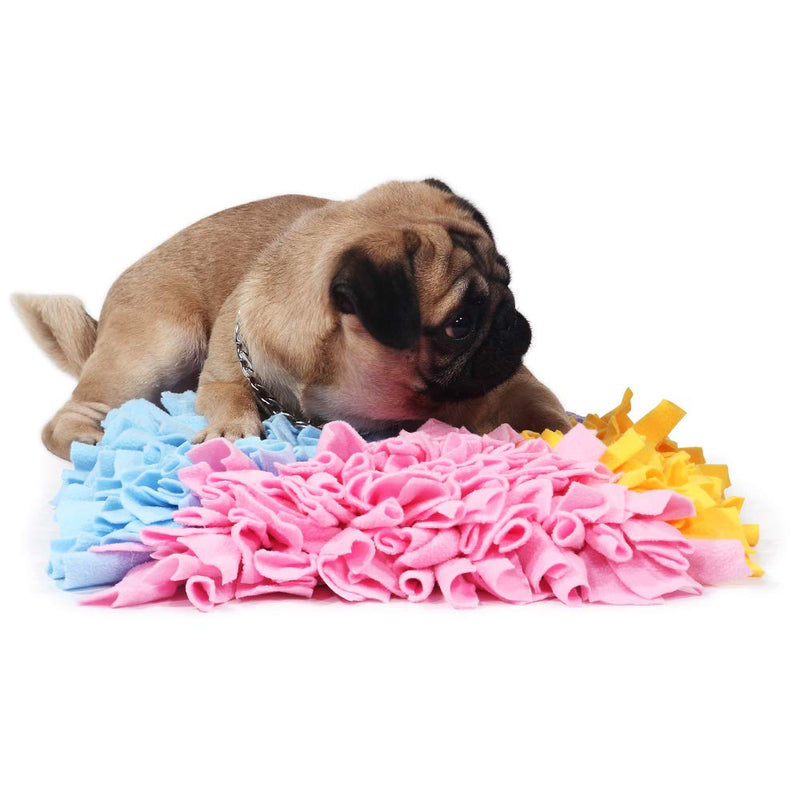 [Australia] - LEMONDA Pet Dog Snuffle Mat Training Feeding Mat Nosework for Dogs Activity Fun Play Mat for Relieve Stress Restlessness 19"x 19" Yellow/Purple/Blue 